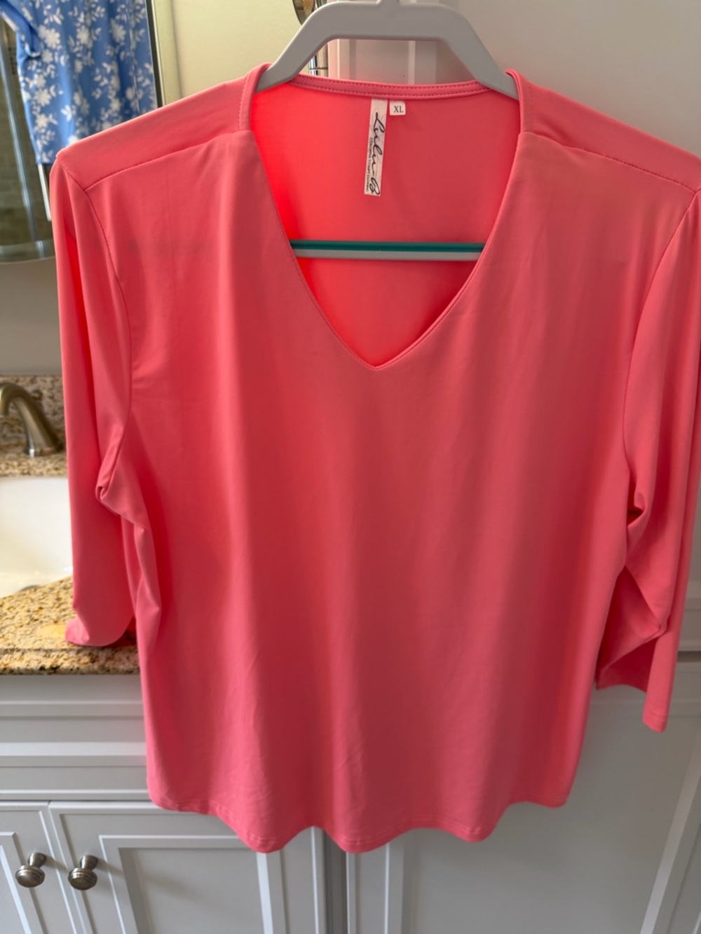 Lulu-B Coral Pink V-Neck Long Sleeve Top